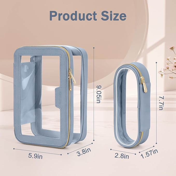 Travel Clear Makeup Bag with Makeup Brush Bag, Leather Makeup Case Toiletry Bag - Image 6