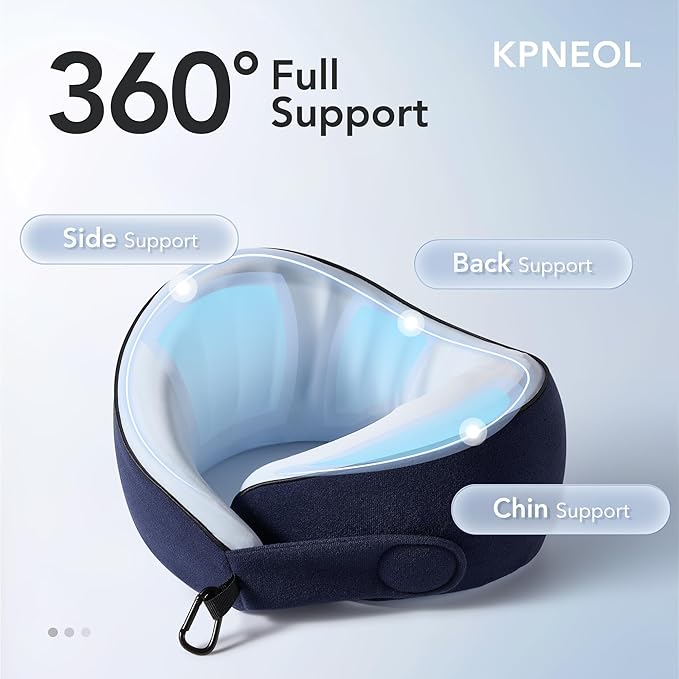 Travel Pillow, 100% Pure Memory Foam Travel Neck Pillow Airplane Neck Support - Image 2