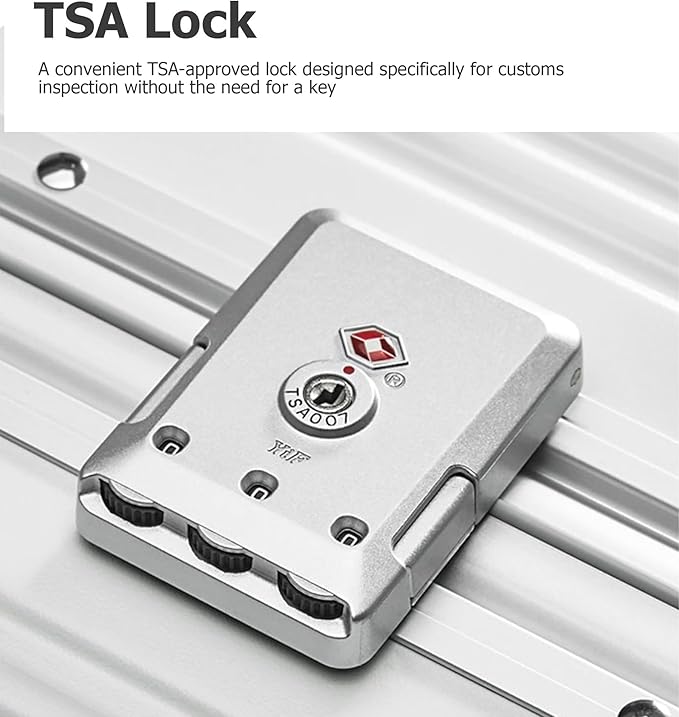 feilario 20in Aluminium Frame PC Hard Shell Spinner Wheels Luggage, Built-In - Image 7
