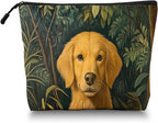 Cosmetic Bags Travel Makeup Toilet Case Waterproof Pouch for Women Girls 6.7X9.45inches - The Serene Allure of A Dog in AJungle Scene