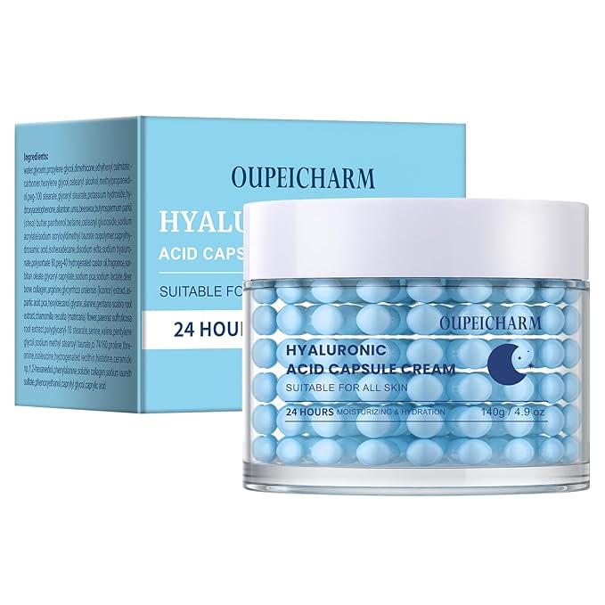 Hyaluronic Acid Capsule Face Cream,Moisturizer Capsule Facial Cream,Hydrating Night Face Cream Skincare 4.9 OZ