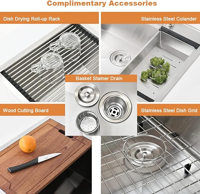 33x22 Drop In Kitchen Sink Workstation-Bokaiya Stainless Steel Kitchen Sink - Image 9