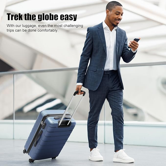 Coolife Luggage Suitcase Carry-on Spinner TSA Lock USB Port Expandable - Image 2