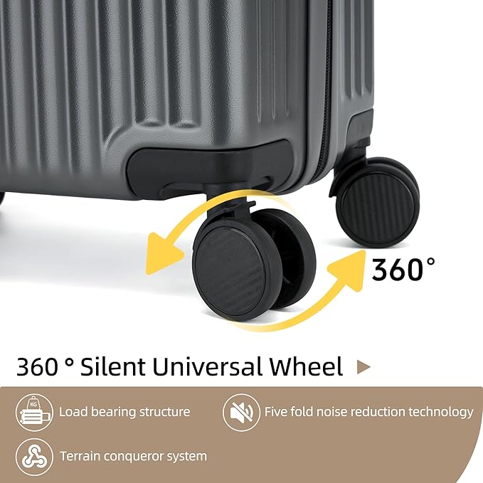 20 Inch Carry on Luggage, Airline Approved 22x14x9 Hard Shell Carry on Suitcase - Image 3