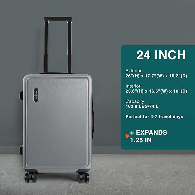 24 Inch Luggage with Spinner Wheels, Hard Shell Suitcase with TSA Locks - Image 2