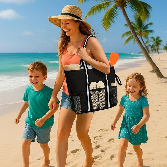 Beach Bag with Zipper - Image 5
