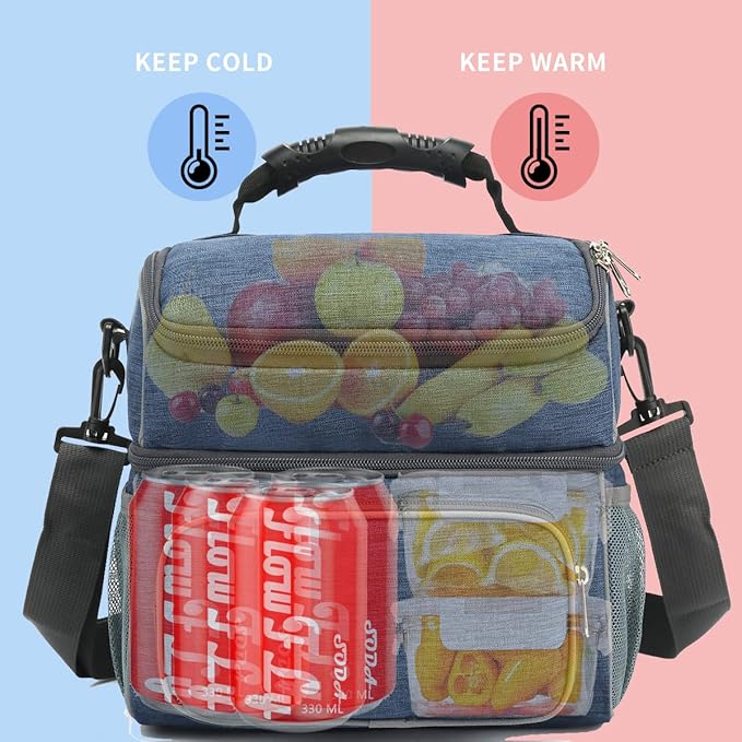 FlowFly Double Layer Cooler Insulated Lunch Bag Adult Lunch Box Large Tote Bag - Image 2