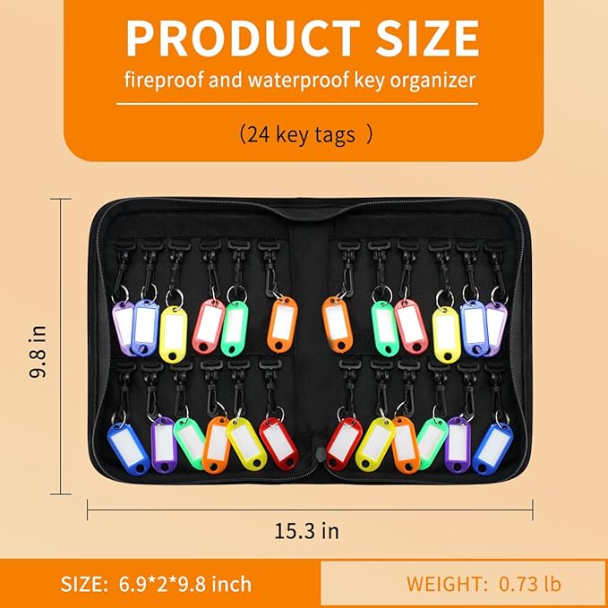 Sdstone Portable Zippered Key Organizer, Fireproof and Waterproof Key Binder - Image 2