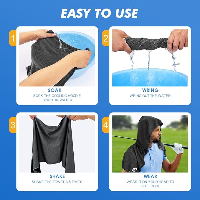 3 Pack Cooling Hoodie Towels for Neck and Face, UPF 50 Sun Protection & Instant - Image 3