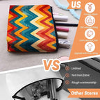 Cosmetic Bags Travel Makeup Toilet Case Waterproof Pouch for Women Girls 6.7X9.45inches - Zigzag Pattern in Warm And Cool Tones