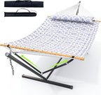 Double Hammock with Stand for Outdoor, Heavy Duty Portable Hammock with by ANAGOO