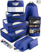 Veken 8 Set Packing Cubes for Travel Essentials, Suitcase Organizer Bags in 4 by Veken