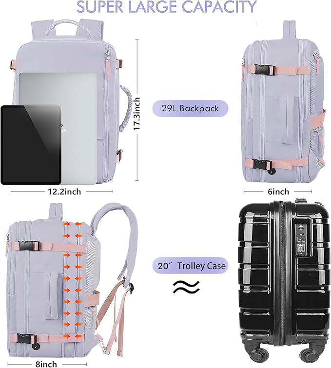 Beraliy Travel Backpack for Women, Airline Approved Backpack, Carry On Backpack - Image 8