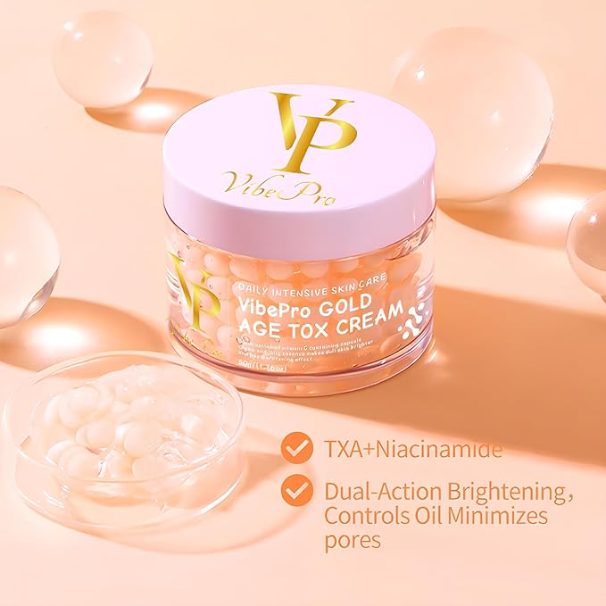 Gold Age Tox Cream, Daily Intensive Skin Care, Vitamin C Face Moisturizer for Brightening and Anti-Aging, Capsule Cream, 50ml