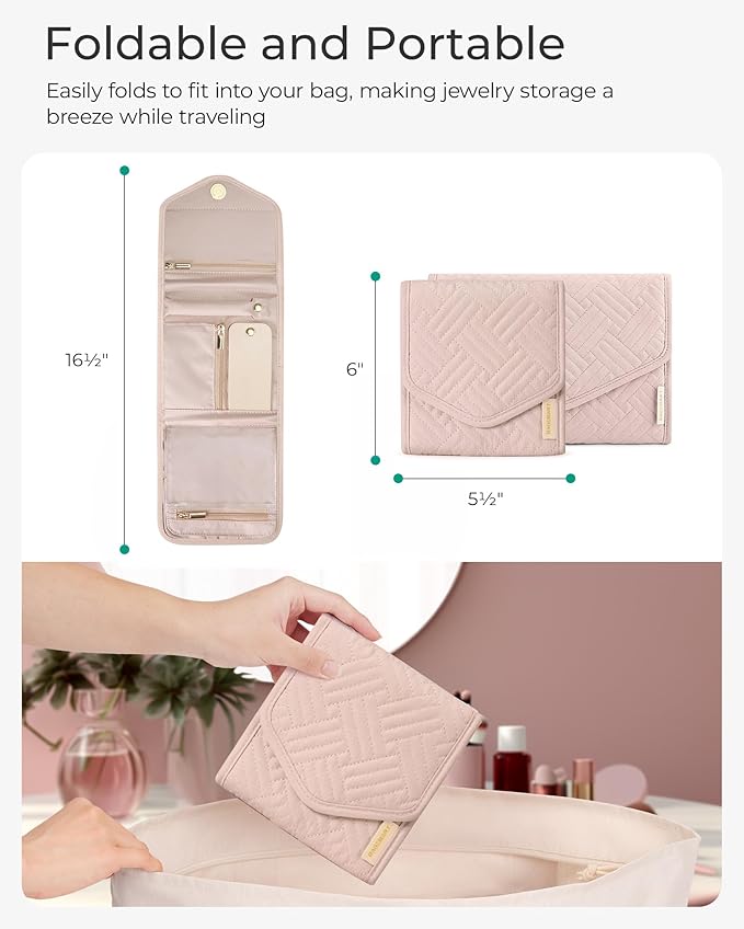 BAGSMART Travel Jewelry Organizer Case Foldable Jewelry Roll - Image 6