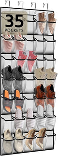 35 Pocket Over the Door Shoe Organizer, Reusable Breathable Large Mesh Bag by Unknown