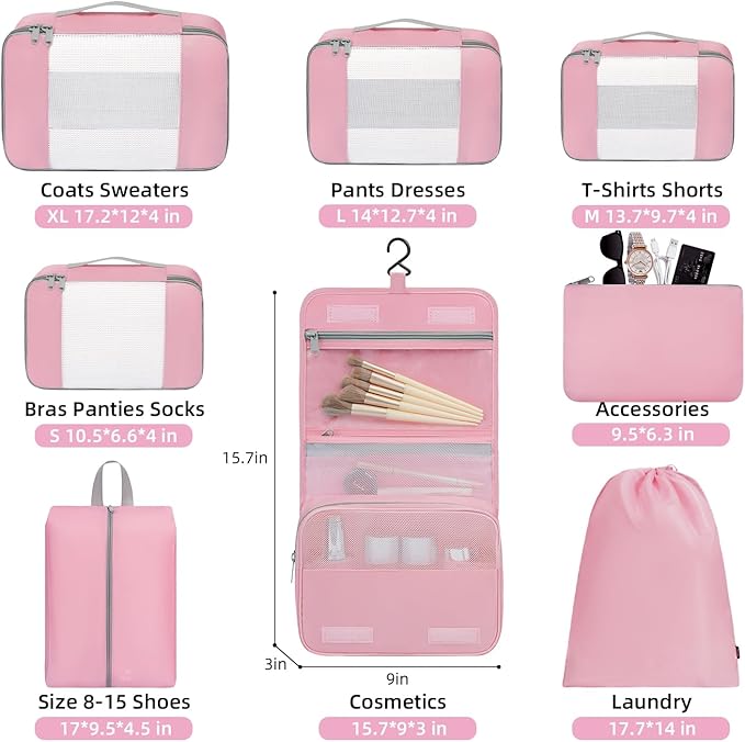 BAGAIL 6 Set/8 Set/10 Set Packing Cubes Various Sizes Packing Organizer - Image 2