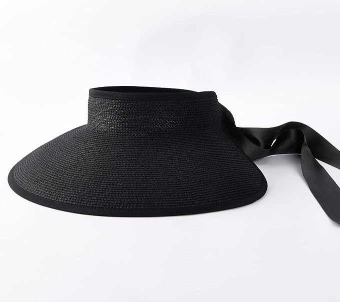 Camptrace Sun Visors for Women Wide Brim Beach Hat Foldable Straw Visor Hat - Image 7