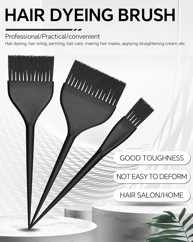 3 Pack Hair Color Brush Set - Professional Hair Dye Brush for Stylist, for Highlighting, Tint and Coloring Sections - Women Men Salon Use Home DIY Dyeing