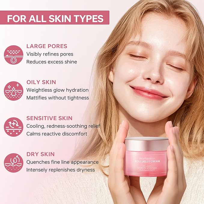 BOLI Collagen Jelly Cream - Moisturizing Hydrating Face Cream with Niacinamide & Hydrolyzed Collagen for All Skin Types (120g)