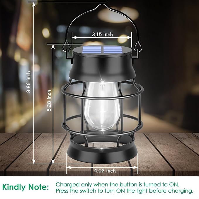 UBright 2 Pack Solar Lantern Lights Outdoor Waterproof Metal Hanging Solar - Image 2