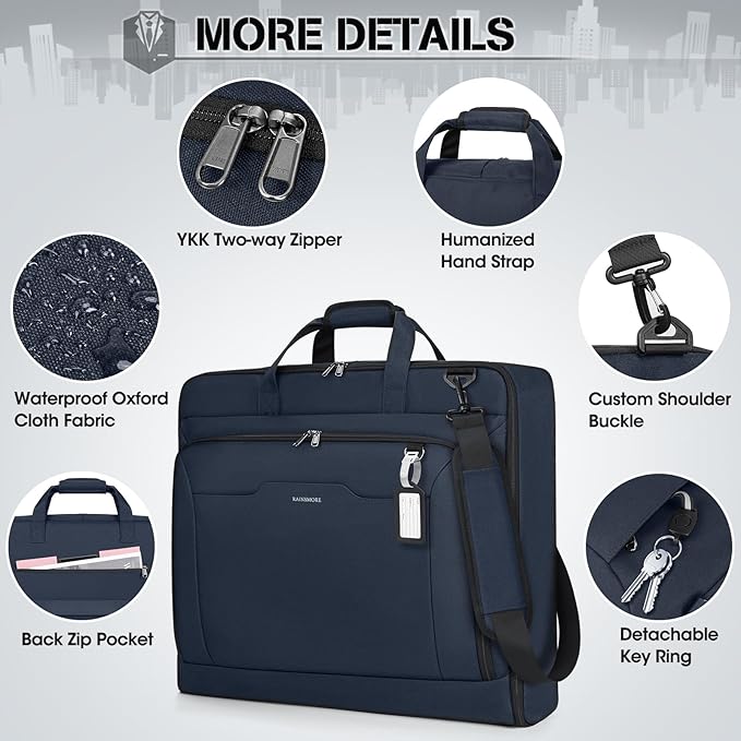 RAINSMORE Garment Bags for Travel Carry On Garment Bag for Hanging Clothes - Image 6
