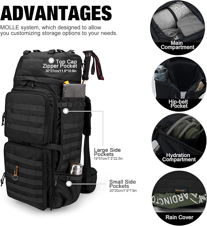 Mardingtop 75L Molle Hiking Internal Frame Backpacks - Image 3