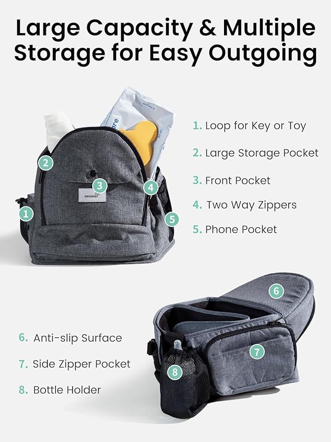 Baby Hip Seat Carrier, GROWNSY Ergonomic Hip Seat Baby Carrier - Image 2