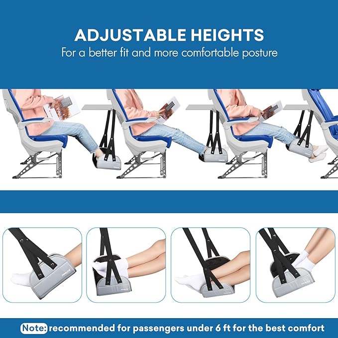 Airplane Footrest with Comfortable No Clashing Base, Portable Travel Foot Rest - Image 5
