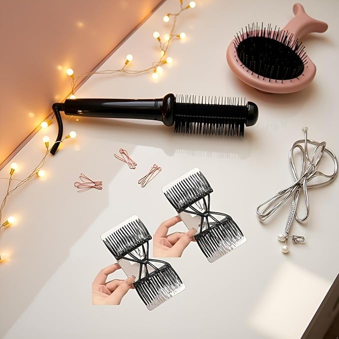 2Pcs Black Adjustable Elastic Hair Comb,Stretchy Double Comb Hair Clip,No Crease Hair Pins Double Slides Hairpins Combs Women Hairs Styling Accessories Hairs Care Styling Tools and Appliances