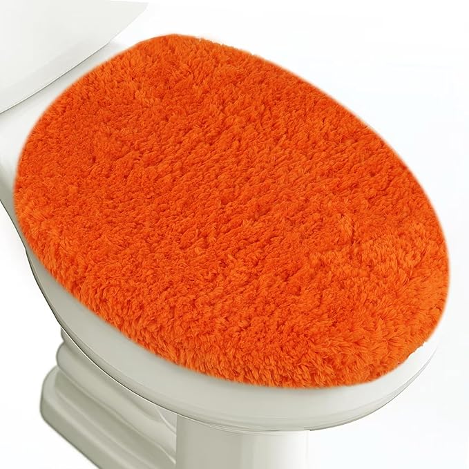 Microfiber Elongated Toilet Seat Cover 19.5"x 15" Machine Washable Solid Toilet by Baahrnom