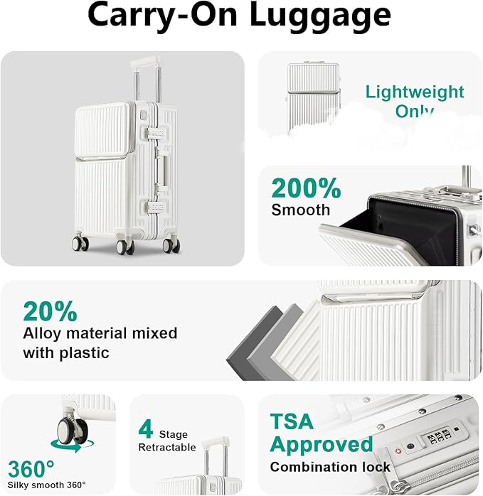 Hard Shell Luggage 24 Inch Travel Luggage, Carry-On Luggage Spinner TSA - Image 4