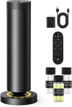 Waterless Diffuser with 90ML Essential Oils, Covers 1000 Sq Ft, Diffusers for Home Hotel, Adjustable Mist & Timer, Scent Diffuser Starter Kit with Night Light, Corded Electric,Black