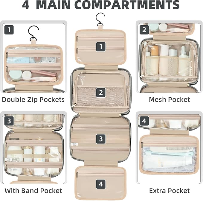 BAGAIL Hanging Toiletry Bag for Women Water-resistant Cosmetic Bag Large - Image 6