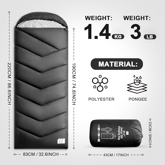 Sleeping Bags for Adults Cold Weather, Waterproof, Lightweight Camping Sleeping - Image 2