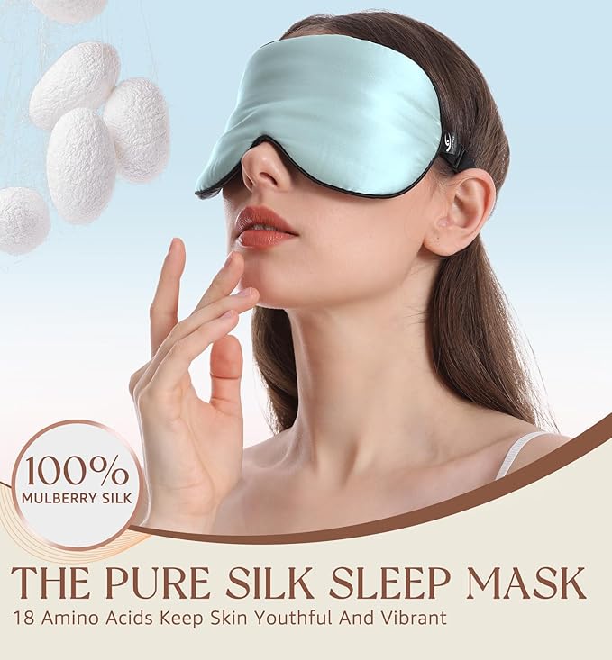 HiRui Silk Sleep Mask, 100% Natural Mulberry Silk of Double-Sided & - Image 3