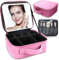 Makeup Bag with Led Mirror, Travel Makeup Organizer with 3 Color Setting by SUILU