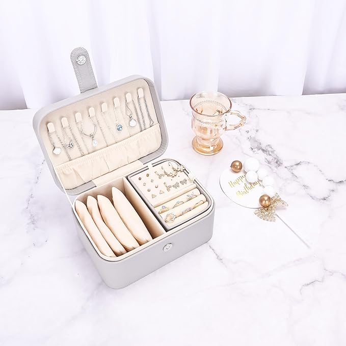 2 Layer Portable Jewelry Box, Large Jewelry Travel Case - Image 6