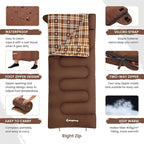 KingCamp Sleeping Bag for Adults, Cold Weather & Warm XL Big and Tall Flannel - Image 3