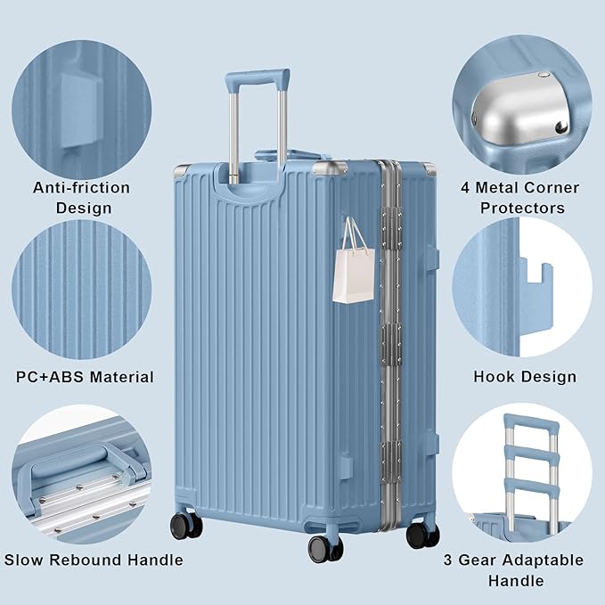 AnyZip Carry On Luggage PC+ABS Aluminum Frame Zipperless Luggage Hard Shell - Image 3