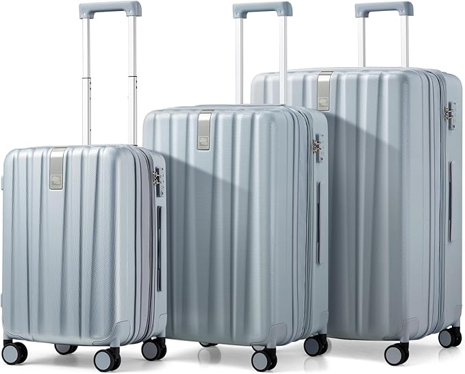 Hanke Expandable Hardshell Luggage Sets 3 piece Carry on Luggage by Hanke