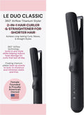 L'ANGE HAIR Le Duo Standard 360° Airflow 2 in 1 Straightener and Curler | 1 Inch Curling Wand & Titanium Flat Iron with 5.3" Plates | Hair Straightener & Curler for Short to Medium Hair (Black)