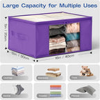 Clothes Storage Bags, Foldable Thick Fabric Blanket Storage Bags, Large Clear - Image 2