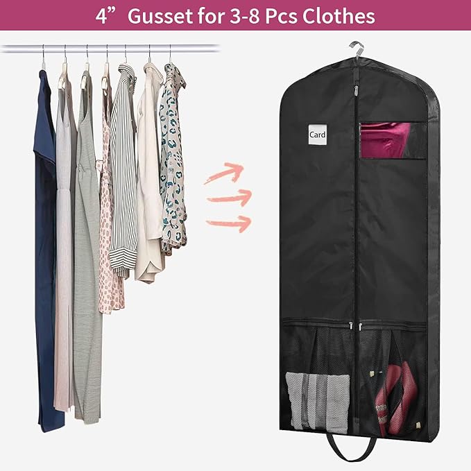 54" Garment Bags for Travel, 2 Pack Dress Bag for Hanging Clothes Storage - Image 3