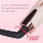 ANGENIL Pro Hair Straightener and Curler 2 in 1, Twist Flat Iron Hair Straightener for Women, Dual Voltage Round Pink Flat Iron with Anti-Scalding Silicone Mat, 11 Adjustable Temp for All Hair Types
