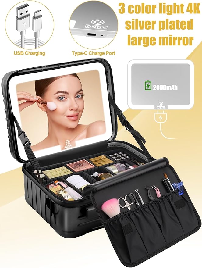 Kalolary Travel Makeup Train Cases, Makeup Bag - Image 6
