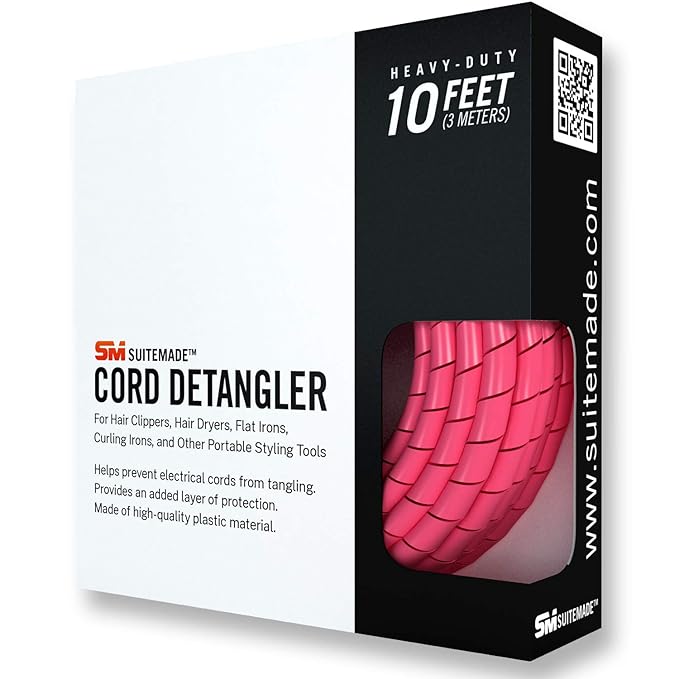 CORD DETANGLER for Curling Irons, Hair Straighteners, Blow Dryers & Clippers (10-Feet, Hot Pink)