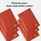 Personalized Monogrammed Orange Leather RFID Passport Wallet - Image 3