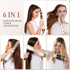 6 in 1 Hair Dryer Brush, Upgrade Detachable Blow Dryer Brush Air Styler Wrap Air Curler, Negative Ion Blow Dryer Hot Styler, Travel Hair Styling Tool for Straight/Curl/Drying/Smoothing