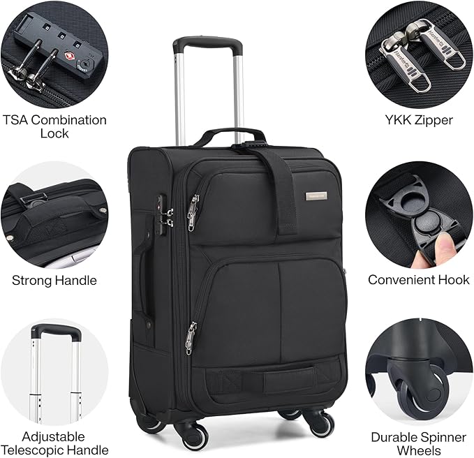 Hanke 20 Inch Softside Expandable Carry On Luggage - Image 4
